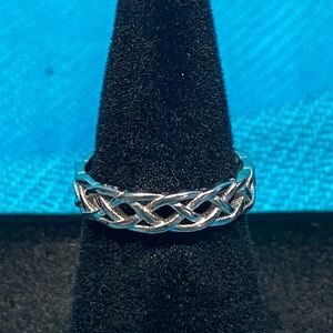 Silver Celtic Braided Knot Ring, sz 4